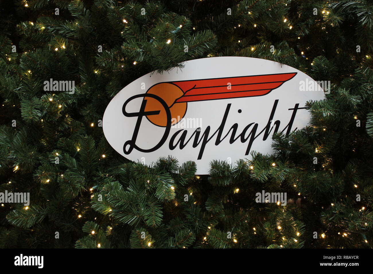 Christmas Holiday Train Themed Daylight Rail Line Decorations At