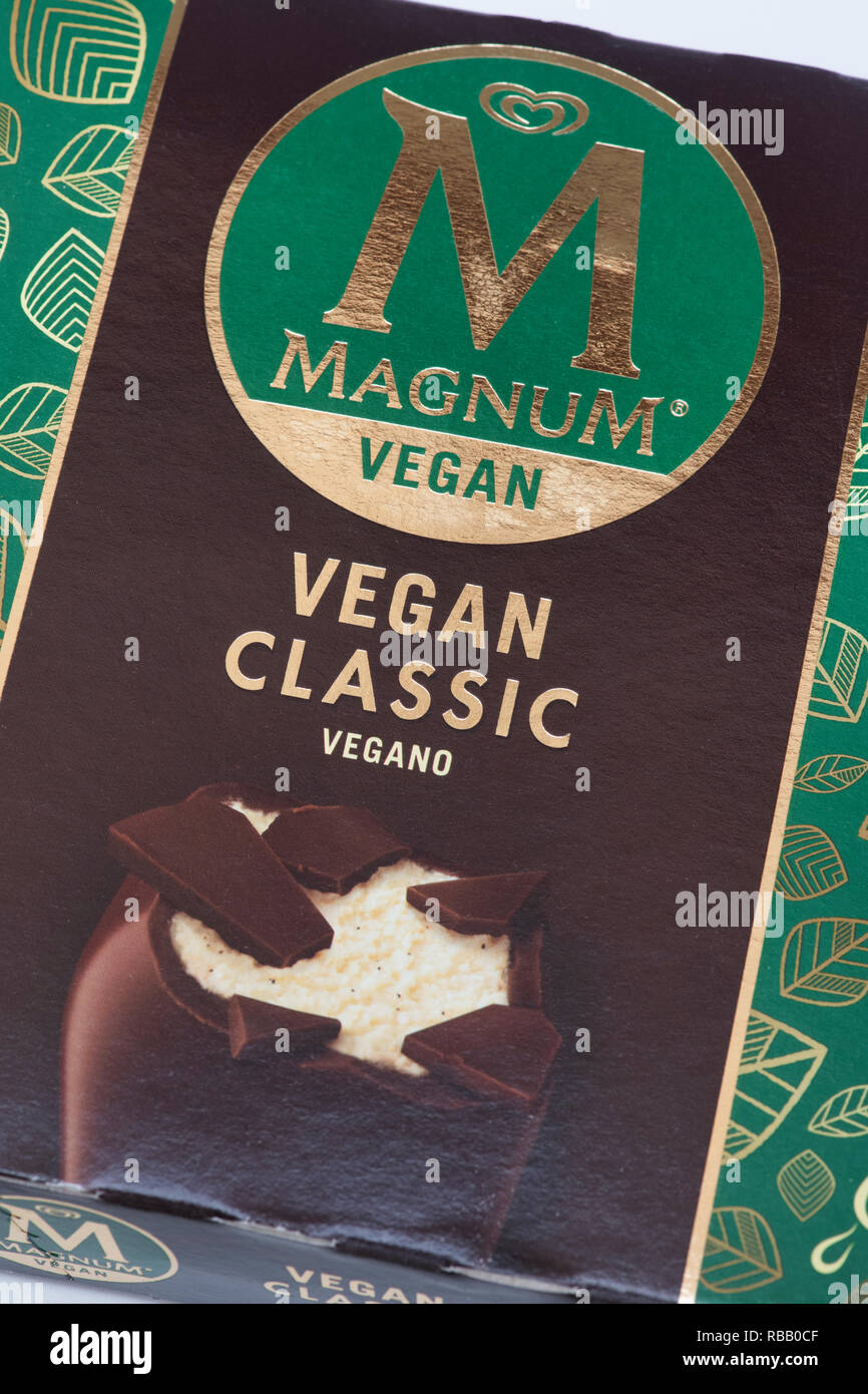 Magnum vegan ice cream packet. UK Stock Photo