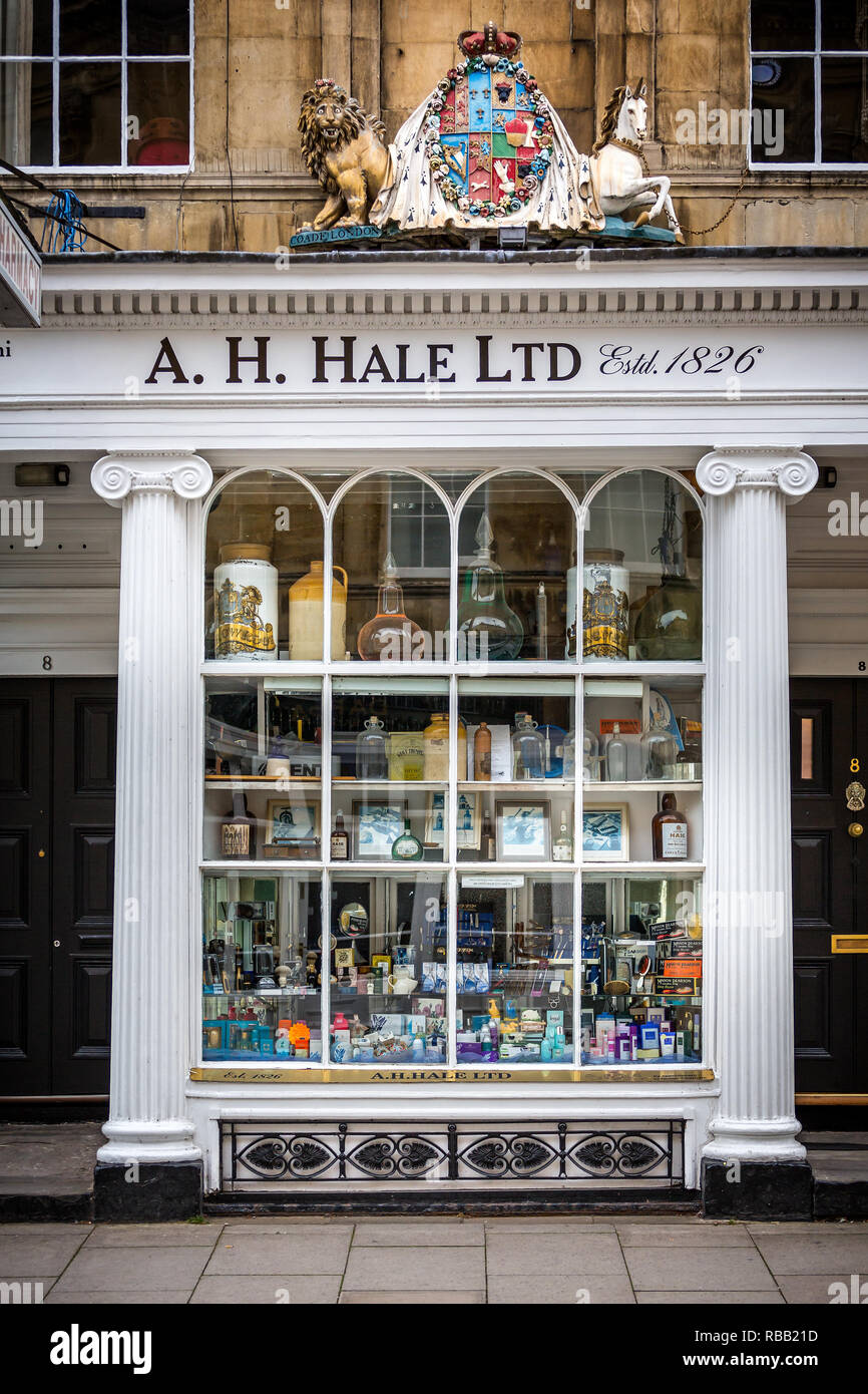 A H Hale Ltd Pharmacy shop front in Argyle Street, Bath, Somerset, England on 24 August 2014 Stock Photo