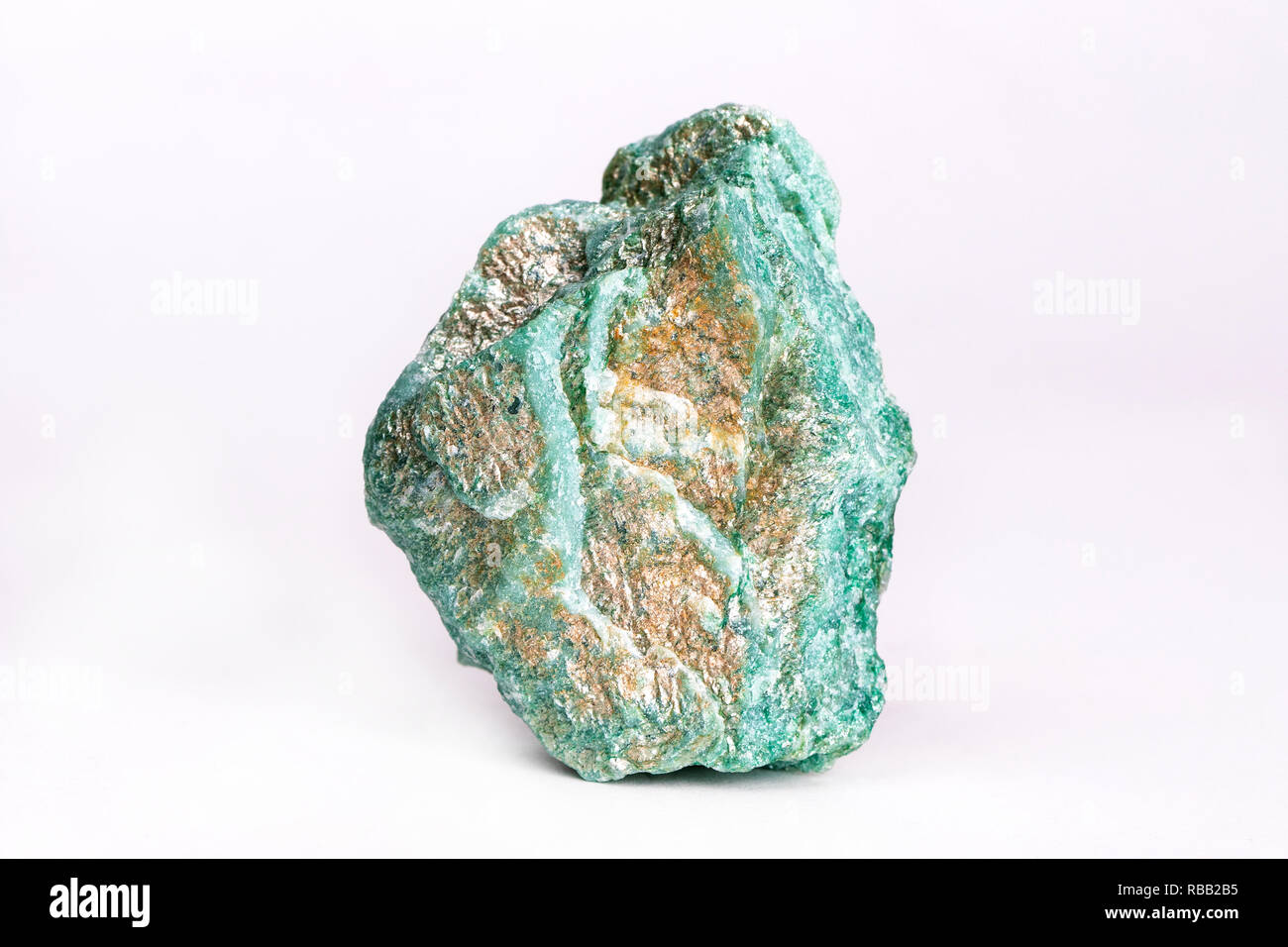 Macro photography of fuchsite natural mineral (chrome mica) on white background Stock Photo