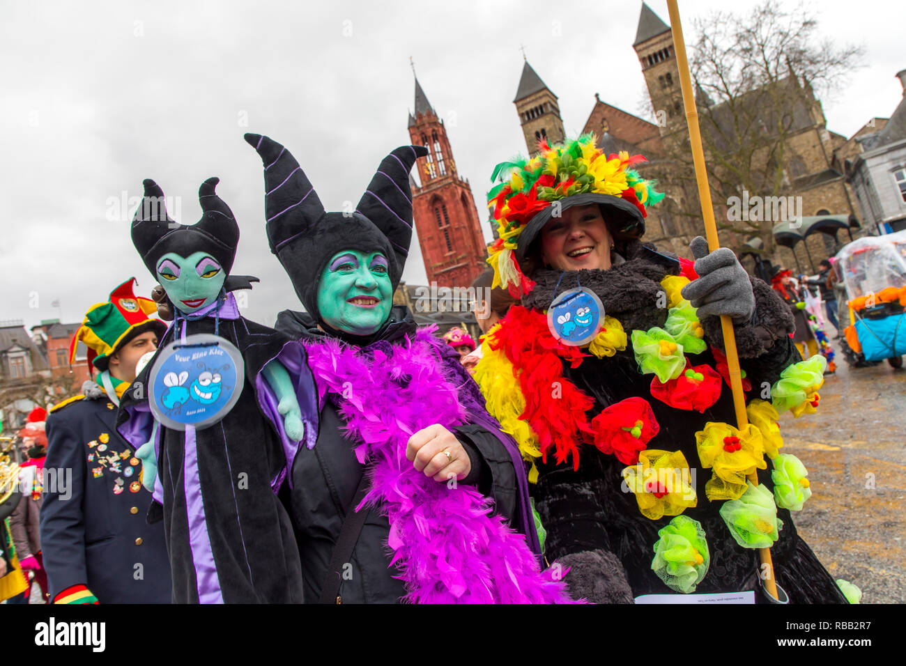 Carnival parade in Maastricht, Netherlands, on carnival Sunday, with hundreds of participants and thousands of spectators, Maastricht is the stronghol Stock Photo