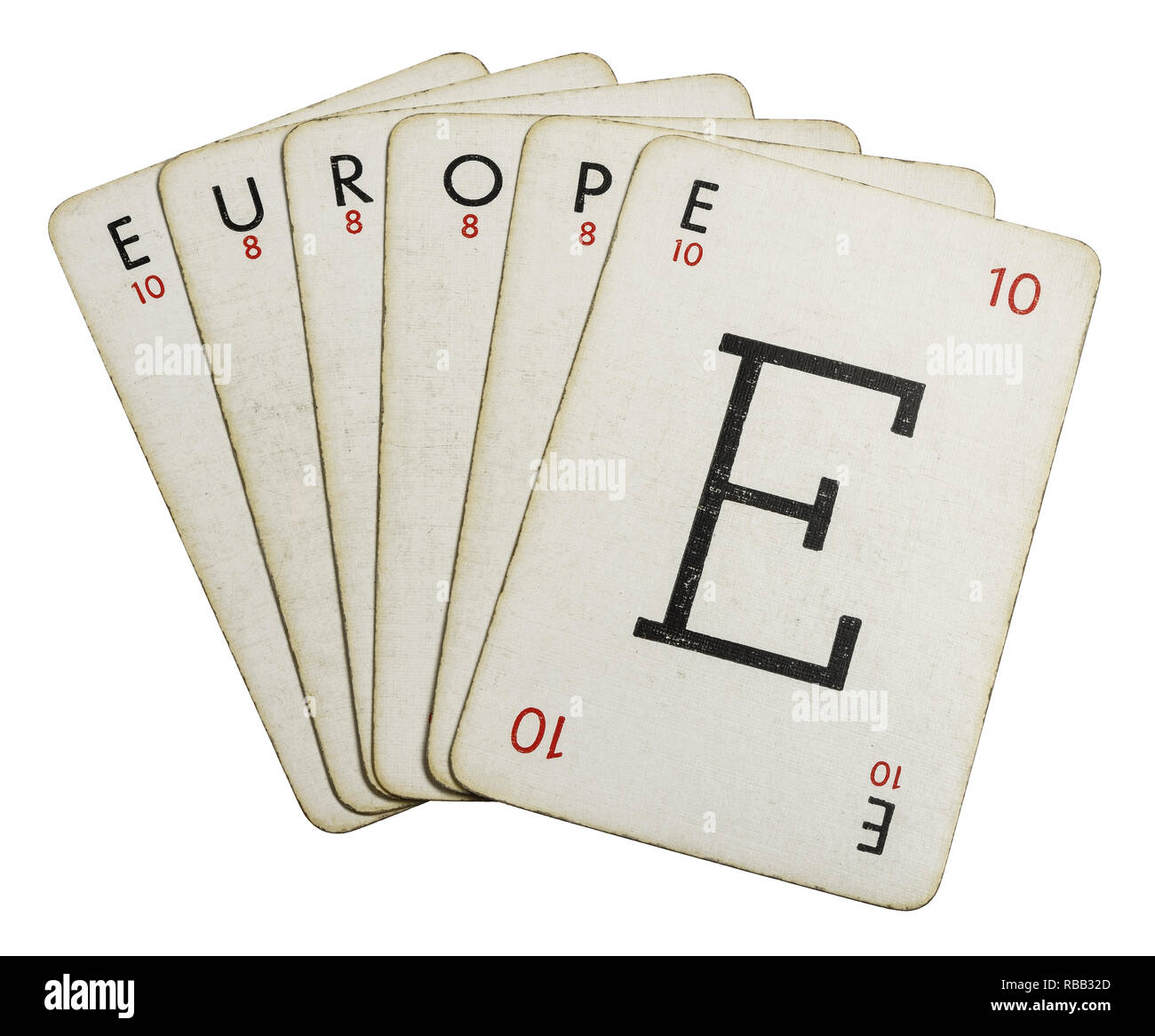 Lexicon playing cards spelling out the word Europe Stock Photo - Alamy