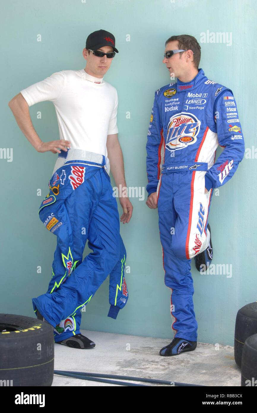 Kyle and Kurt Busch at the NASCAR Nextel cup drivers open practice at Homestead Miami Speedway, Homestead FL. October 16, 2006.  Credit: mpi04 /MediaPunch. Stock Photo