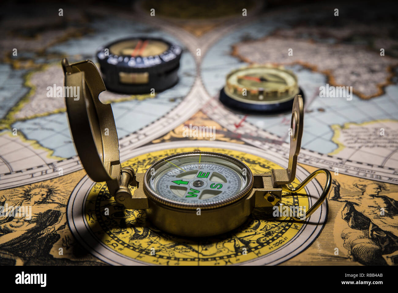 Old Compass On Map High Resolution Stock Photography and Images - Alamy