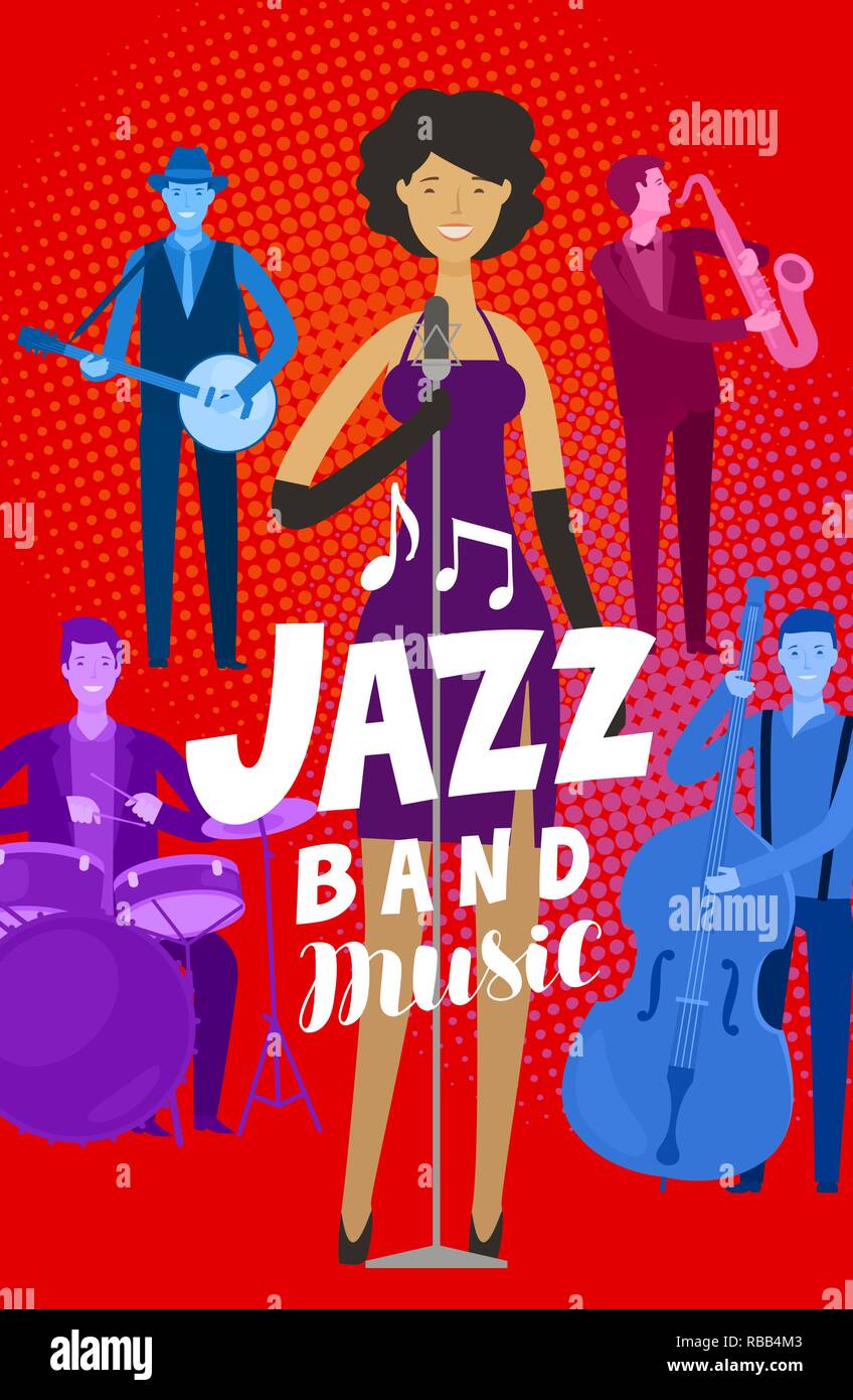 Jazz band poster. Musical festival, live music concept. Vector illustration Stock Vector