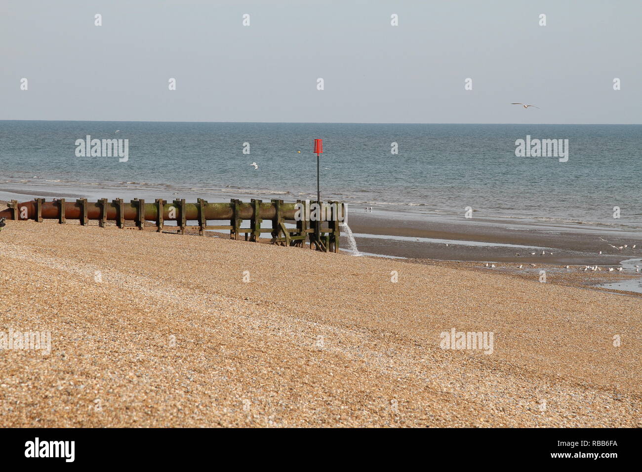 Hasting. Water out let pipe on Hastings beach. The pipe is unattractive