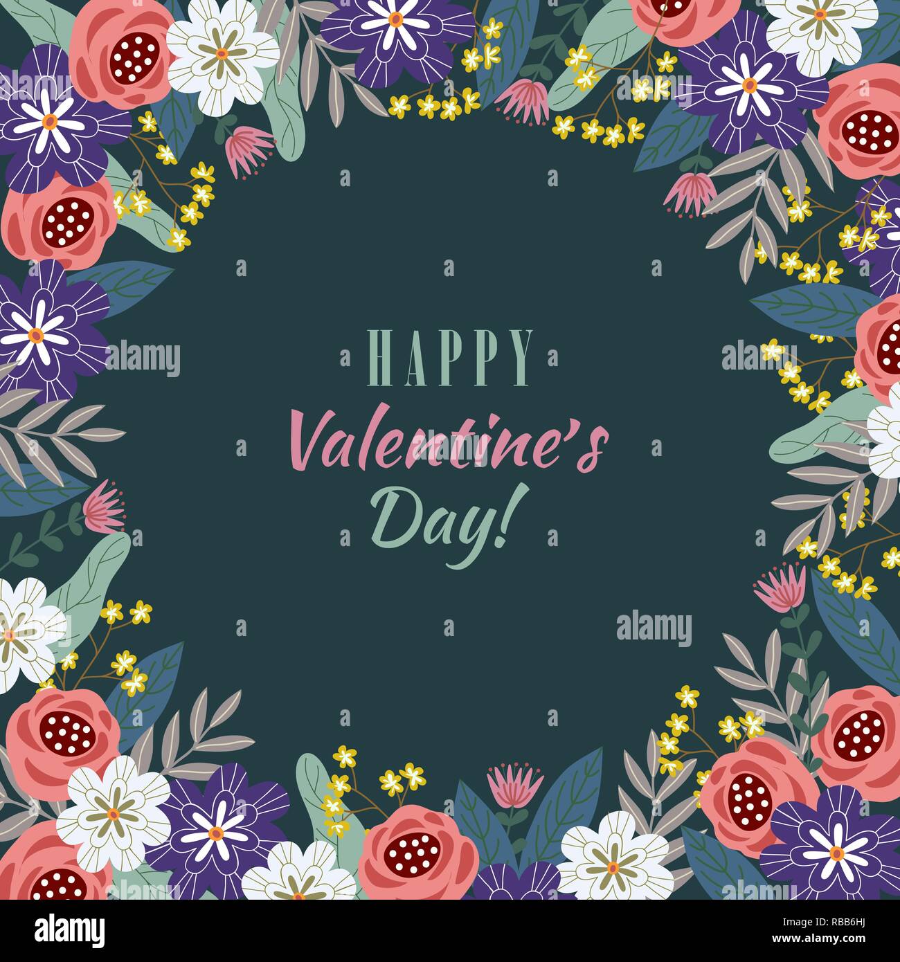Floral hand draw design concept for Valentines Day. Vector illustration ...