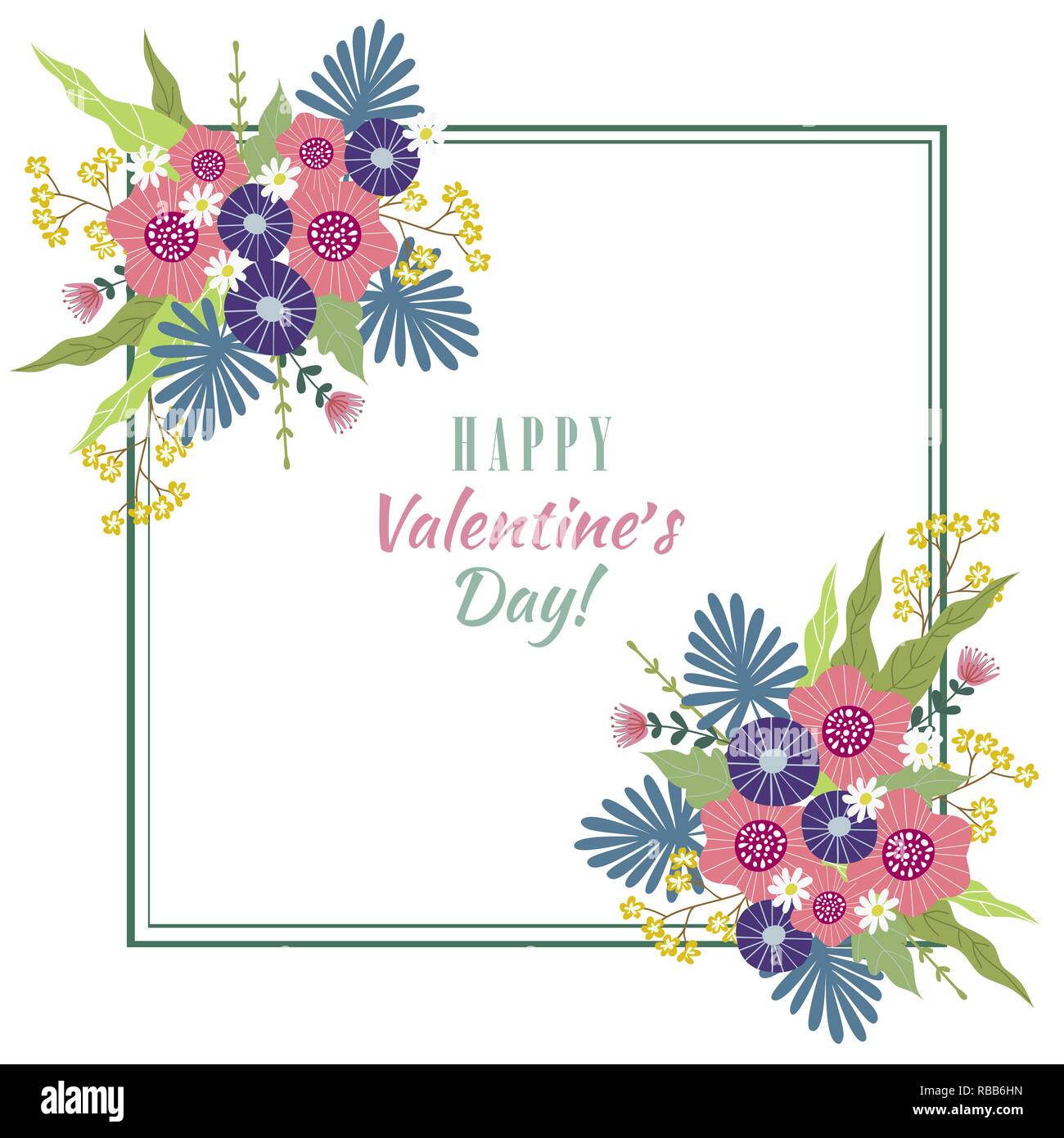 Floral hand draw design concept for Valentines Day. Flower vector ...