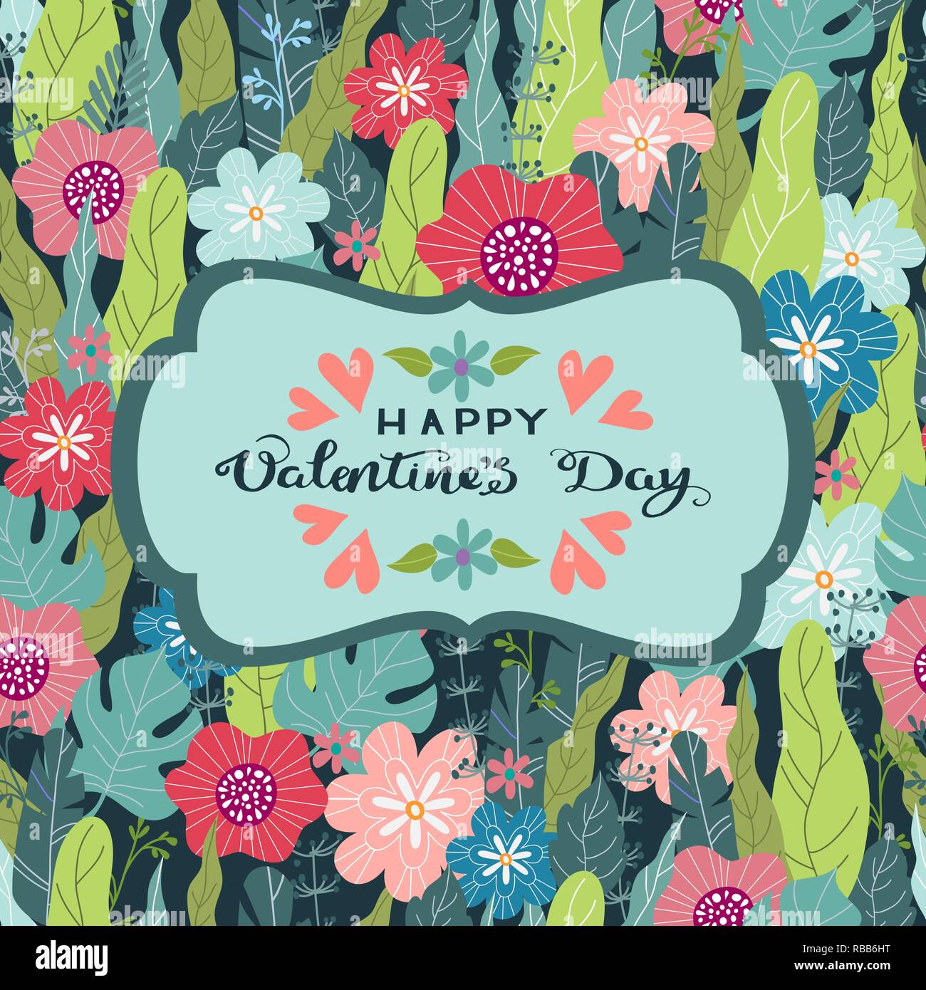 Floral hand draw design concept for Valentines Day. Flower vector ...
