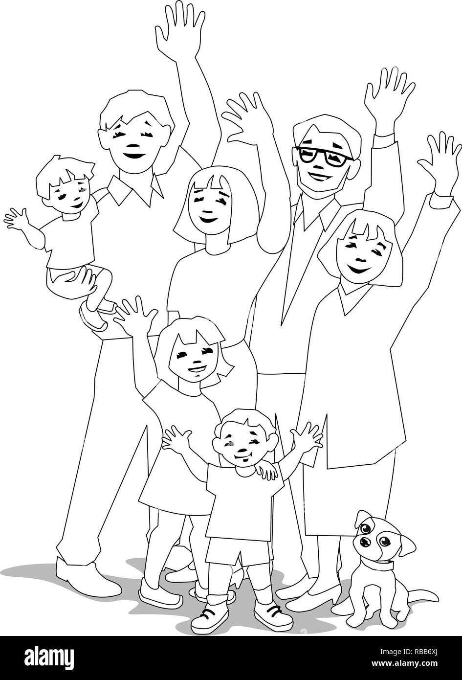 Family Cartoon Black and White Stock Photos & Images - Alamy