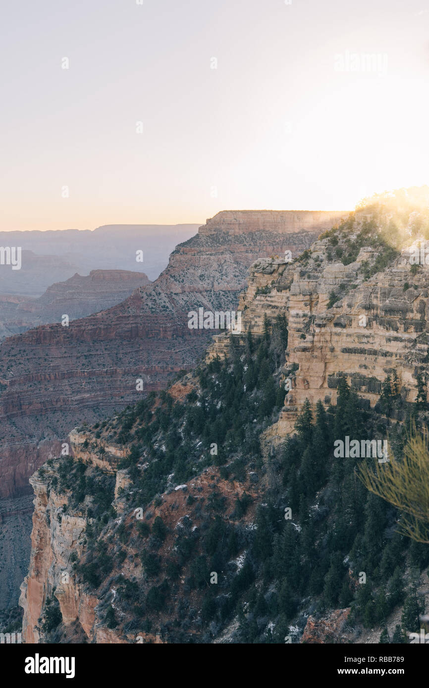 Grand Canyon National Park American Southwest Nature Landscape Beautiful Sunrise Striation Rock Stock Photo