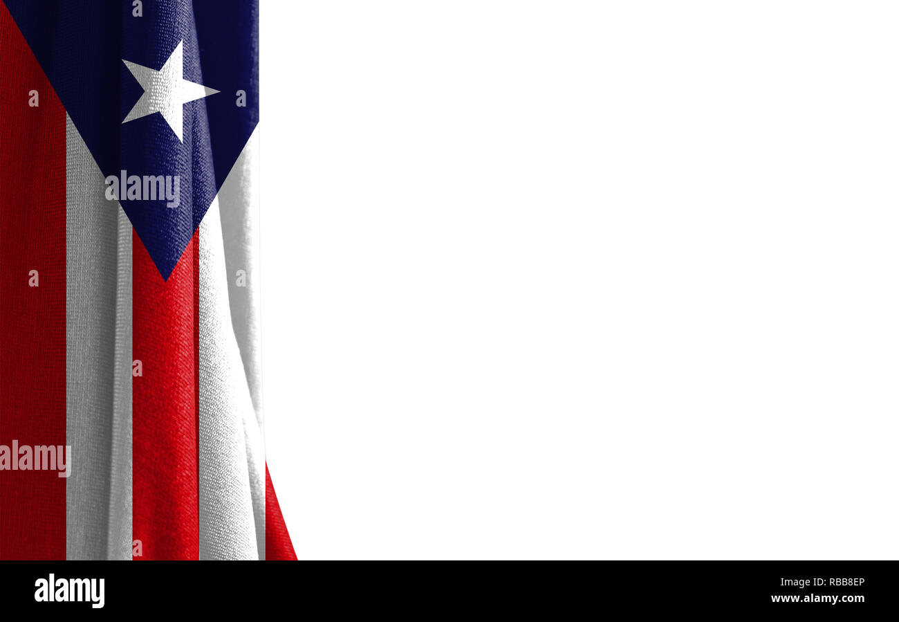 Flag of Puerto Rico white background and a place for the text. Close up ...