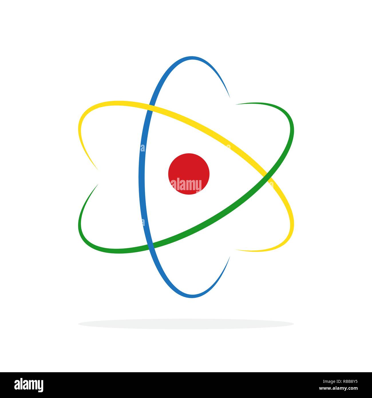 Molecule icon in flat design. Vector illustration. Colored Atom icon isolated Stock Vector