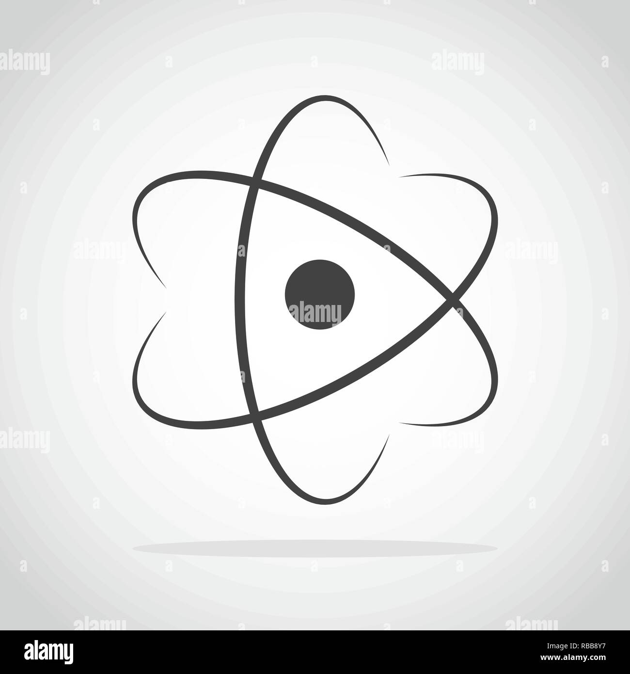Molecule icon in flat design. Vector illustration. Gray Atom icon isolated Stock Vector
