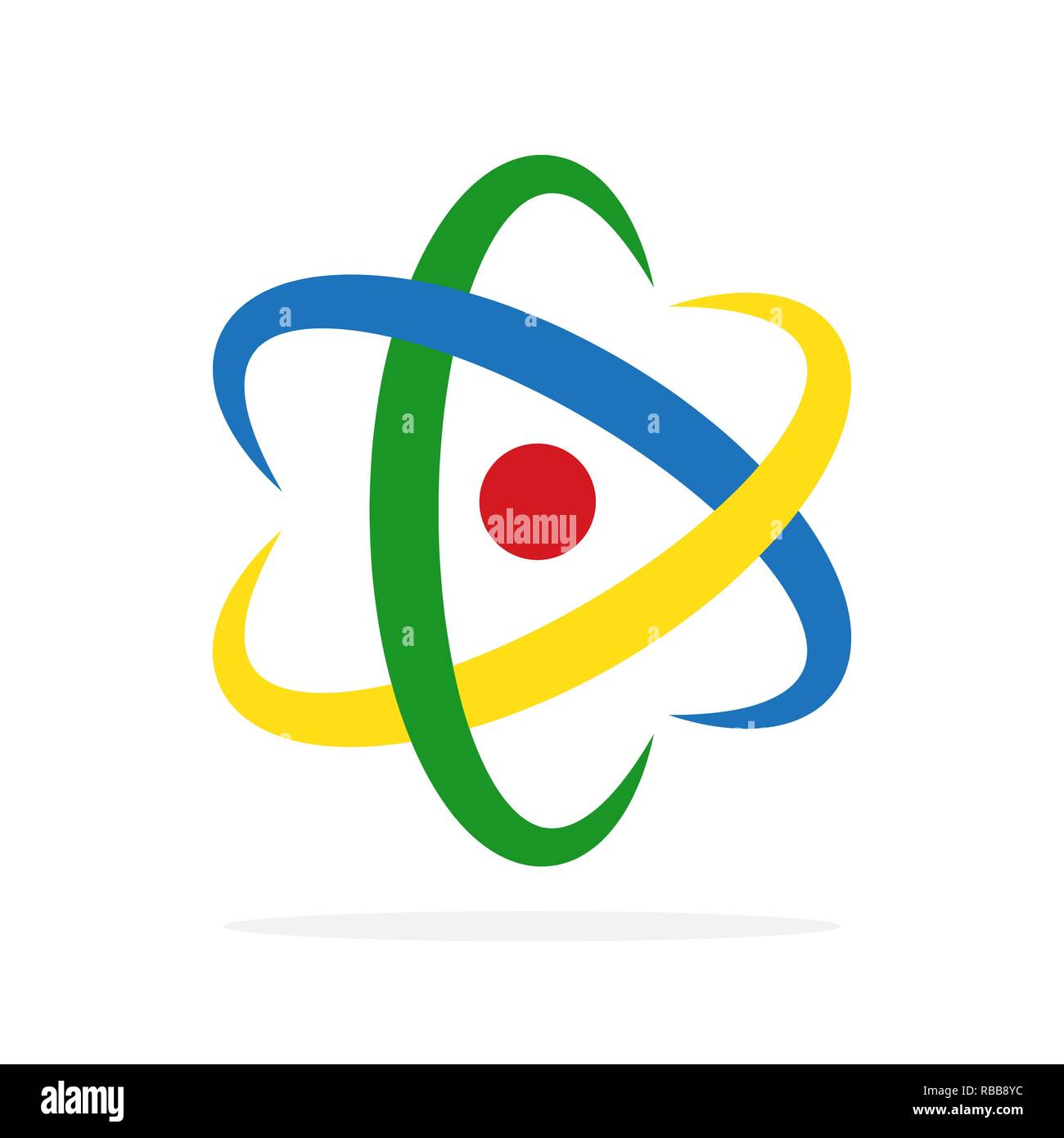 Molecule icon in flat design. Vector illustration. Colored Atom icon isolated Stock Vector