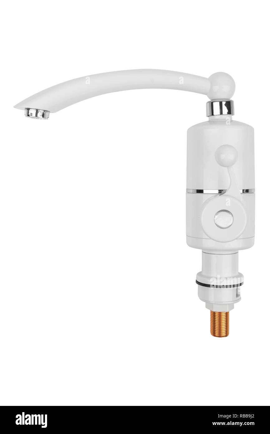 Instant electric hot water heater isolated on white background Stock