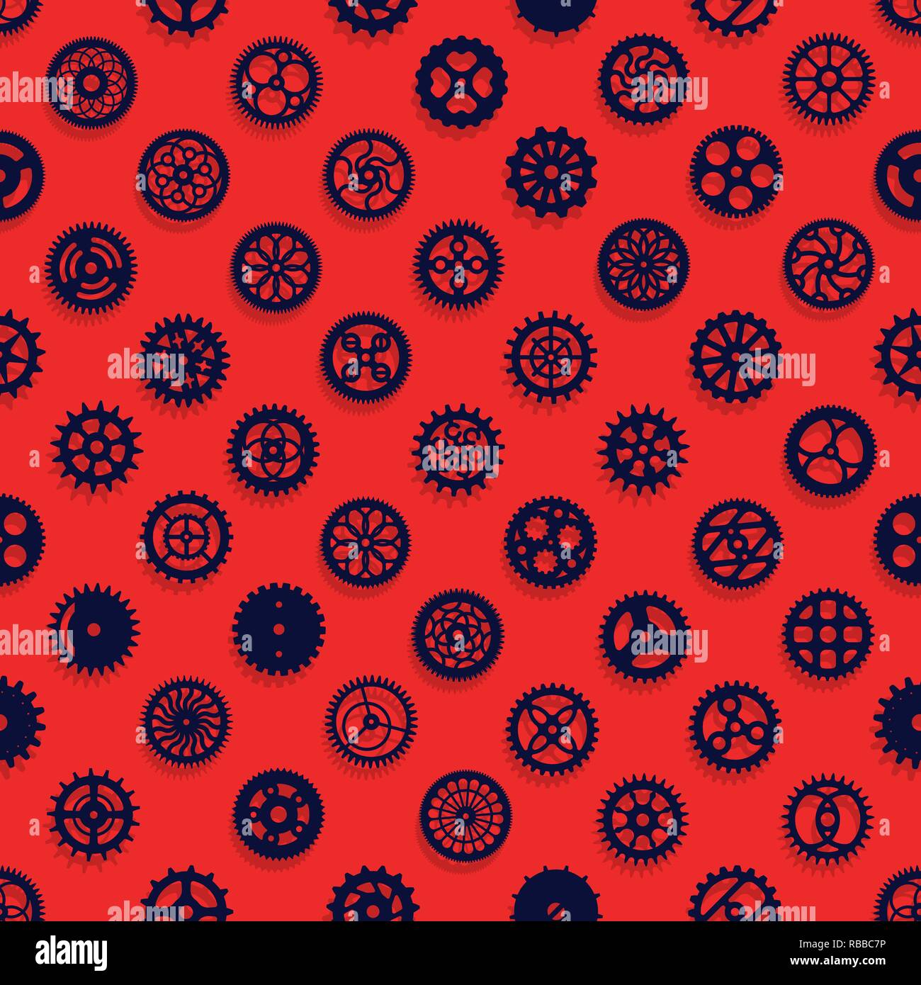 Creative modern steampunk digital paper design. blue clockwork gears ...