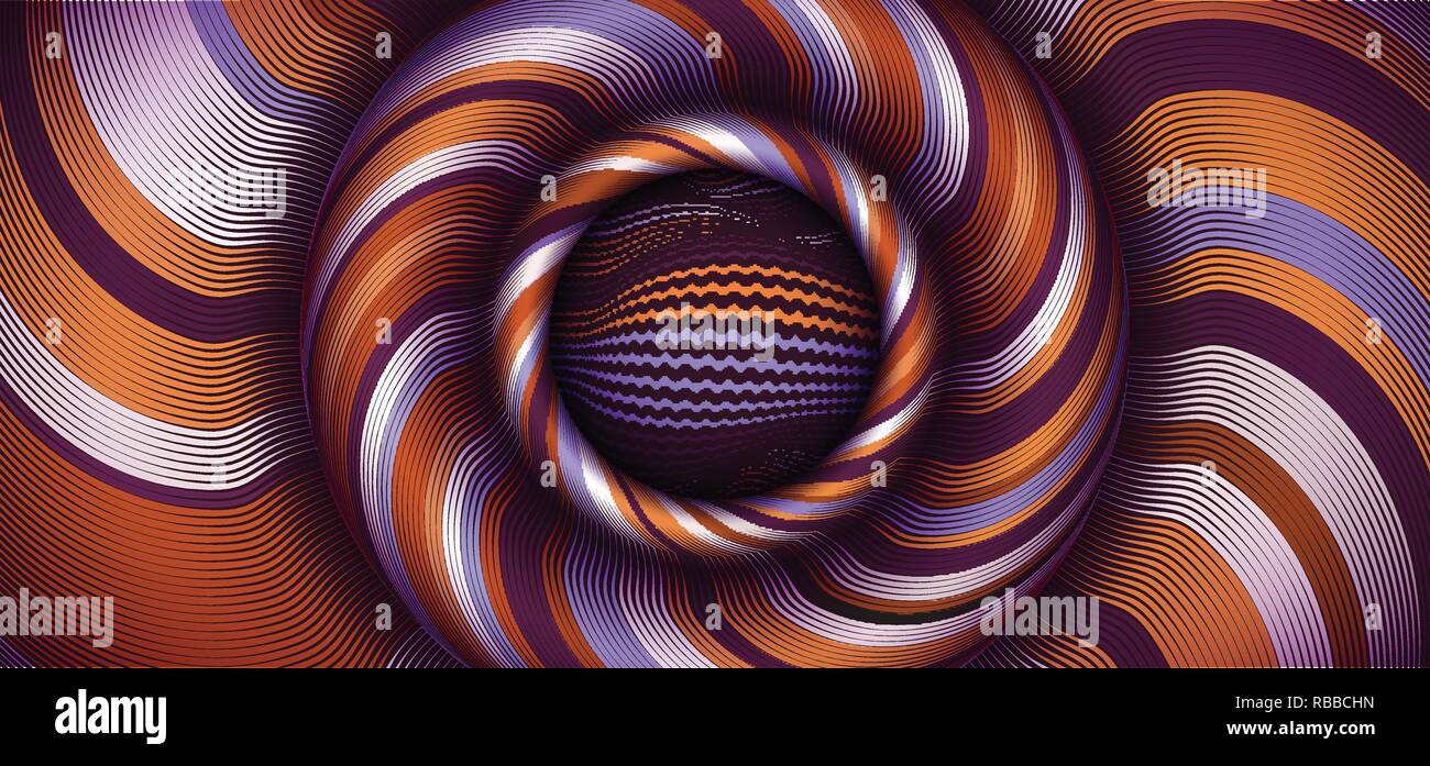 Flex illustration vector background. Curve art and warp pattern. Optical lines design. Stripes backdrop texture. Illusion effect, , striped distortion. Stripy element wallpaper, decorative ornate cover. Modern irregular deformation. Dynamic fabric with fold twist. EPS 10 Stock Vector