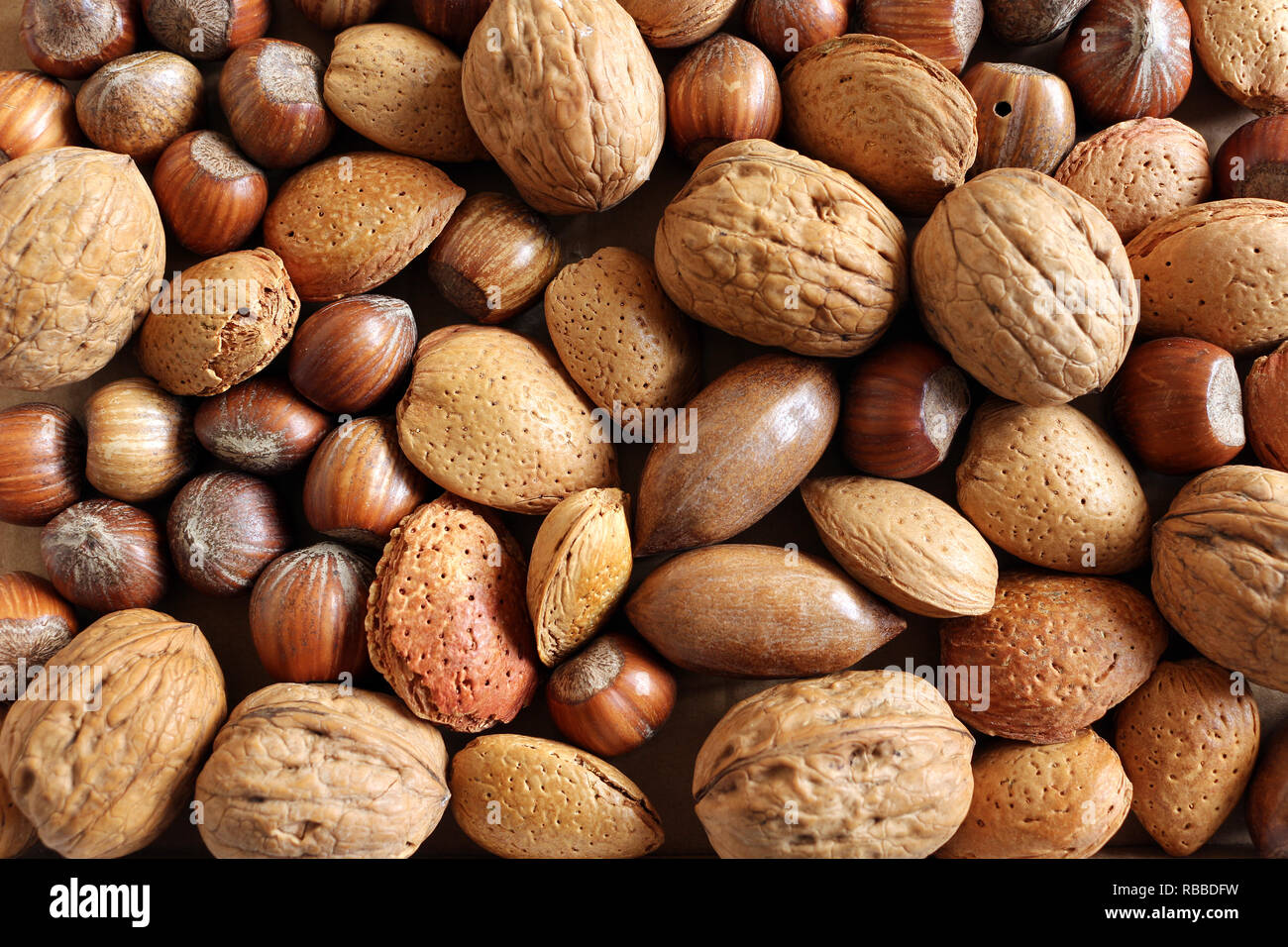 Mixed Nuts Background Stock Photo