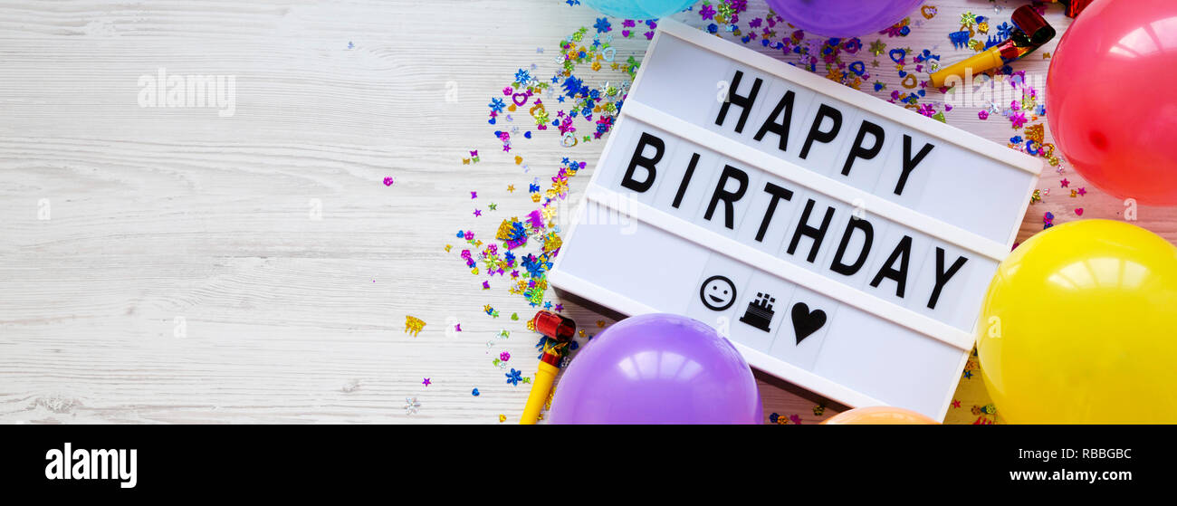 Modern Board With Text Happy Birthday Decoration Party On White