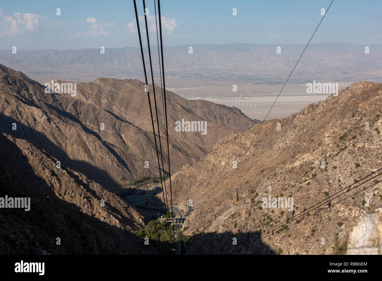 Stunning view of Palm Springs from the Palm Springs Aerial Tramway car, California, United States. Stock Photo