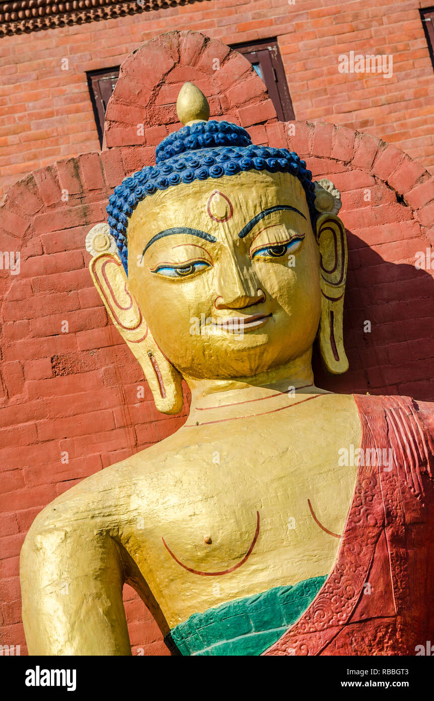Buddha statue at Swayambhunath Stupa, Kathmandu, Nepal Stock Photo Alamy