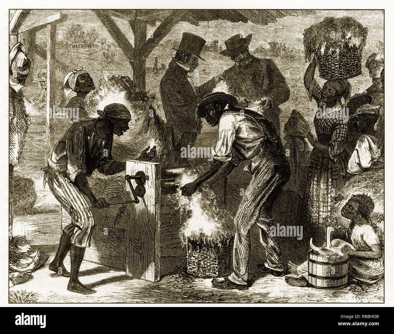 Antique Early American Engraving Depicting Social Issues, Circa 1850's Stock Photo