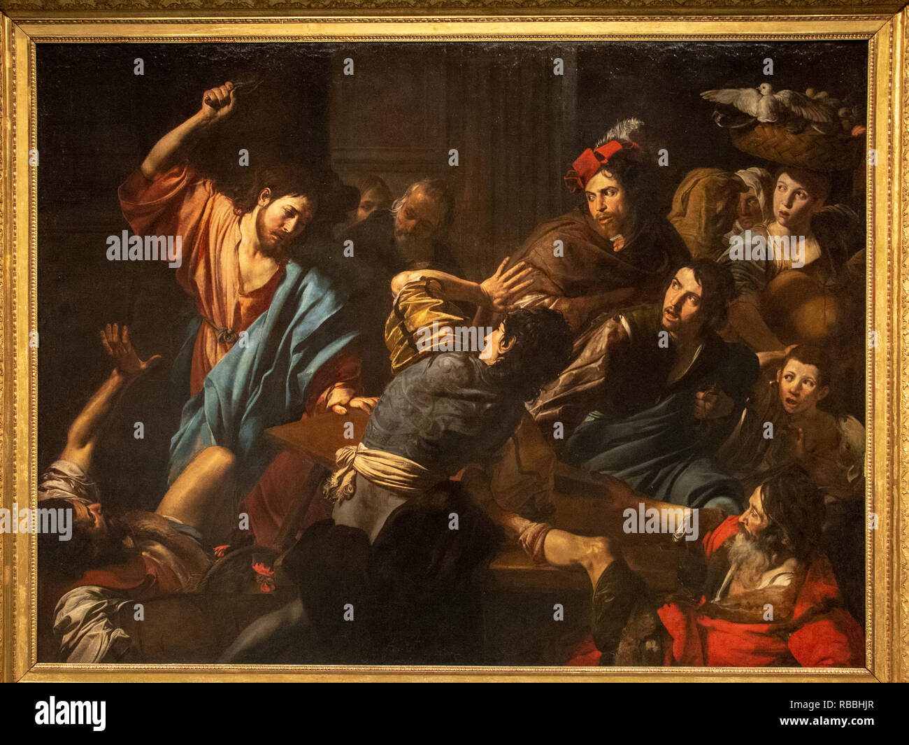 'Christ driving the merchants from the temple' by Valentin de Boulogne Stock Photo