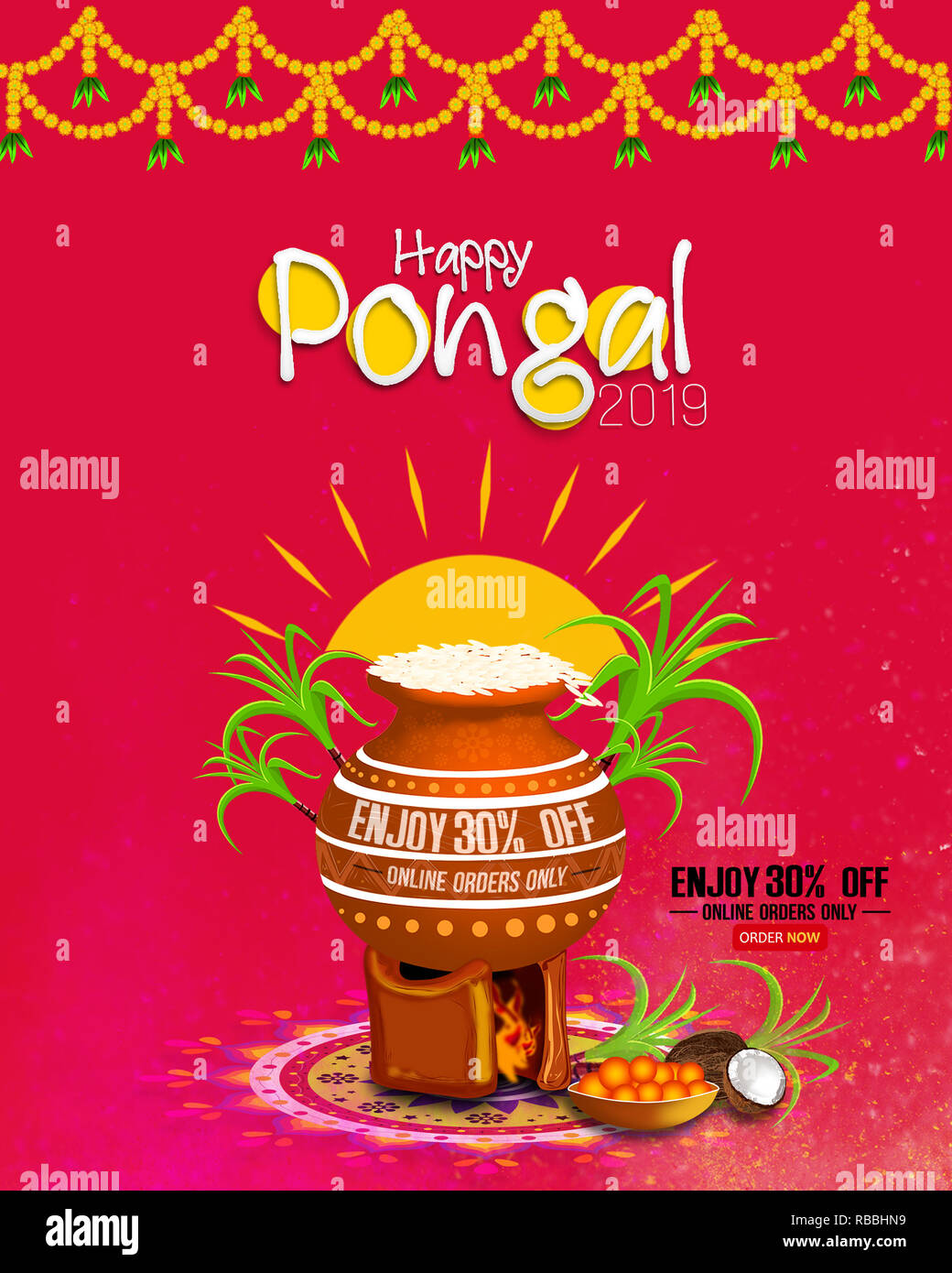 Illustration Of Happy Pongal Festival Of Tamil Nadu India