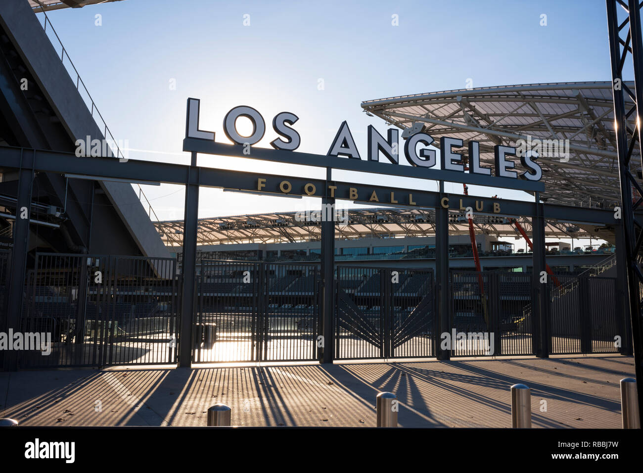 Banc of California Stadium in Exposition Park, Los Angeles, California, home of the Los Angeles Football Club. Stock Photo