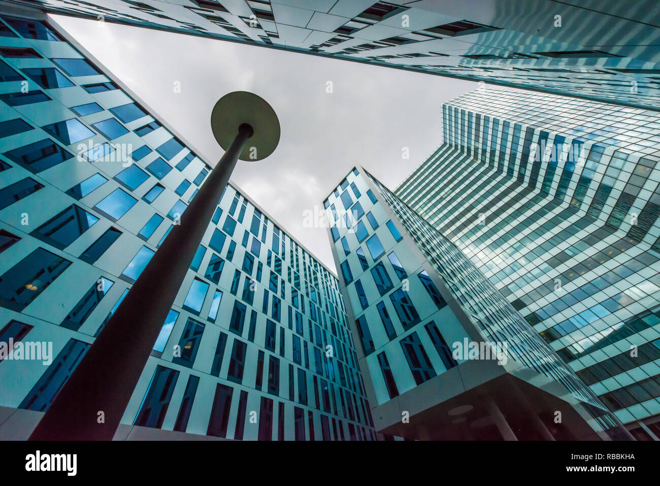 frog perspective Modern building composition in Hamburg Stock Photo Alamy