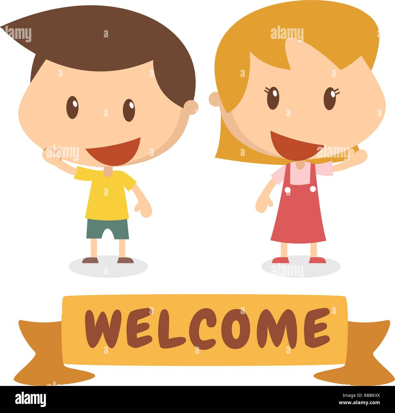 Kids in action. Welcome. Flat character design Stock Vector Image & Art -  Alamy
