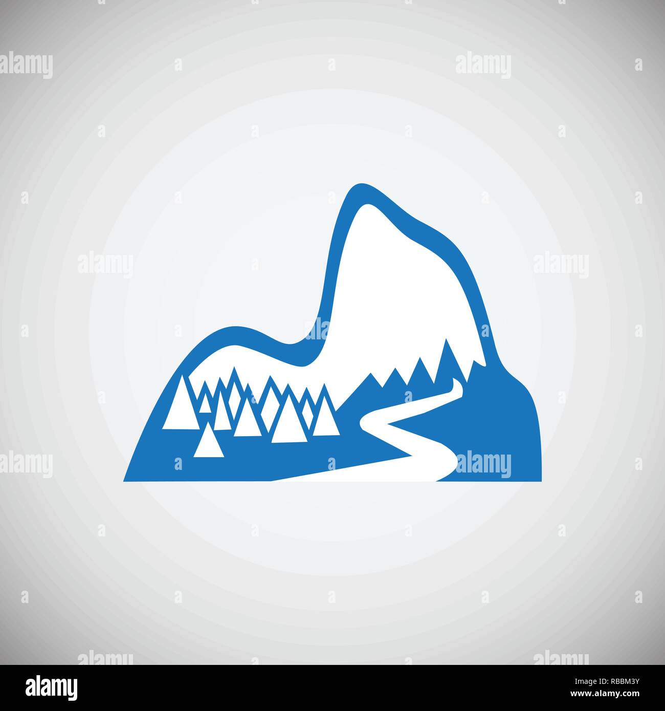 Mountain icon blue on white background for graphic and web design ...