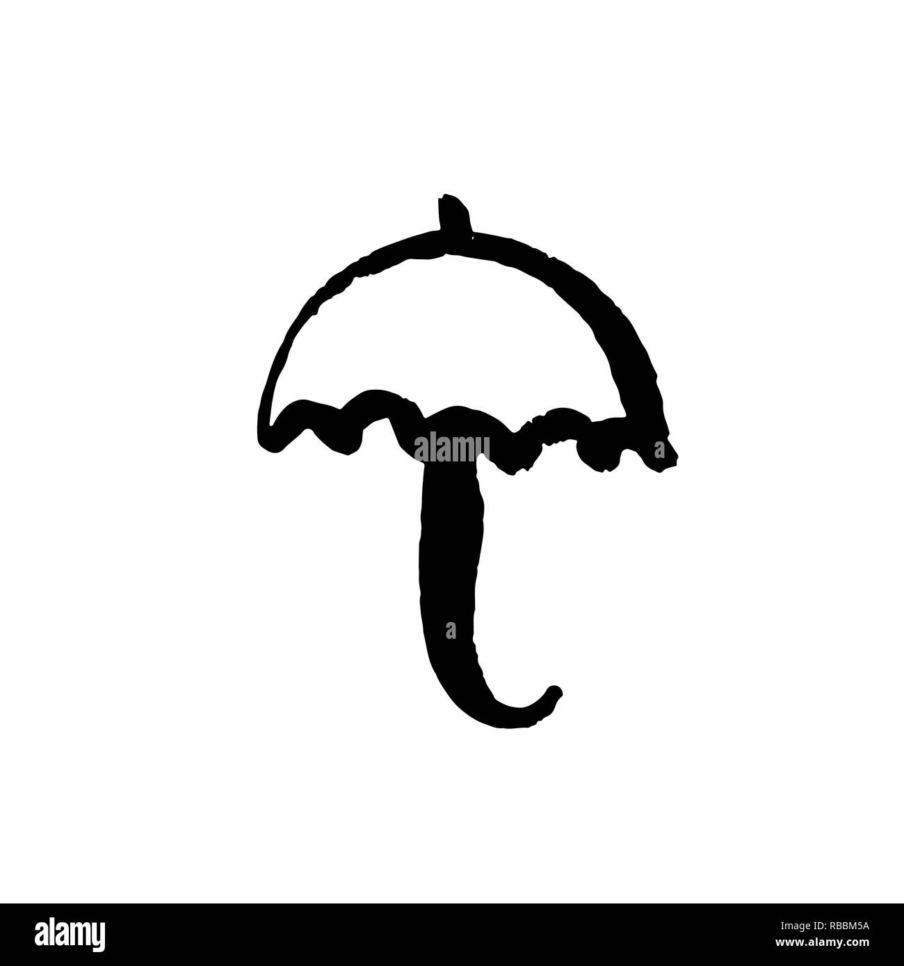 Umbrella grunge icon. Vector handdrawn illustration. Stock Vector