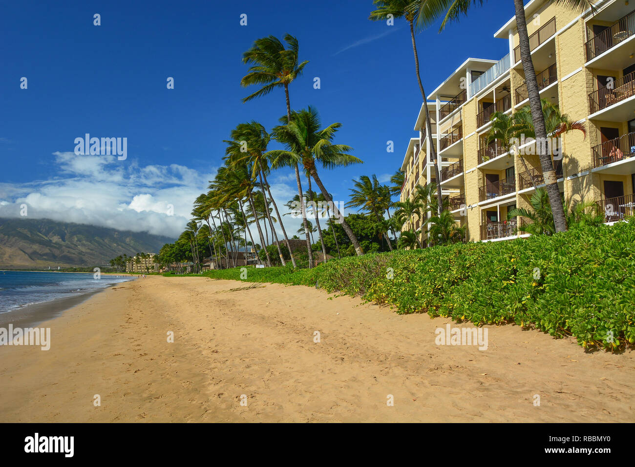 Beautiful Kihei Beach in Southwestern Maui, Hawaiian Islands Stock