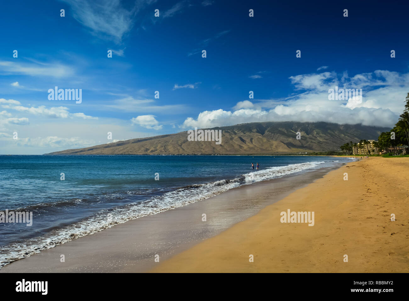 Beautiful Kihei Beach in Southwestern Maui, Hawaiian Islands Stock