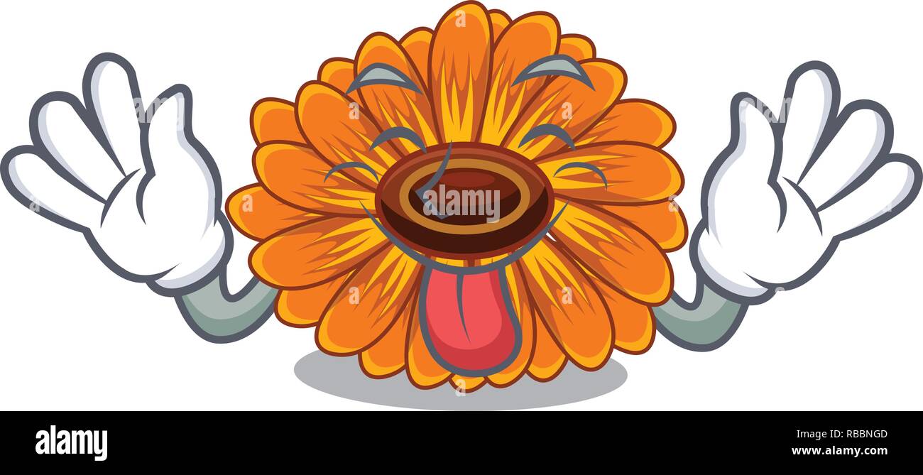 Tongue out calendul flower tree is character shape Stock Vector Image