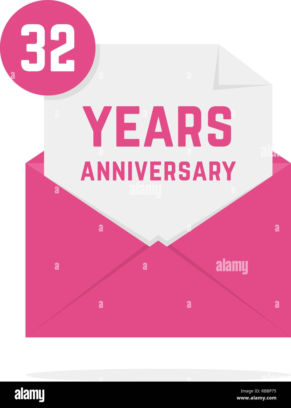 32 years anniversary icon in open letter Stock Vector