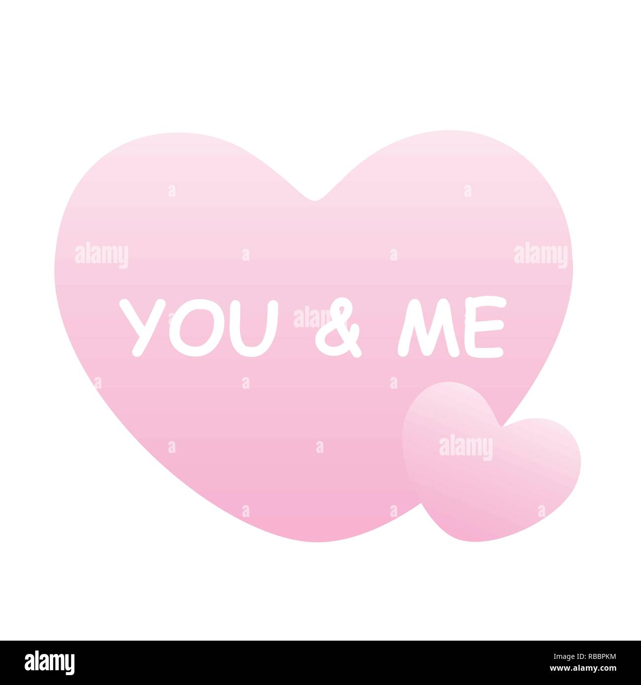 you and me bright pink hearts on white background vector illustration EPS10 Stock Vector