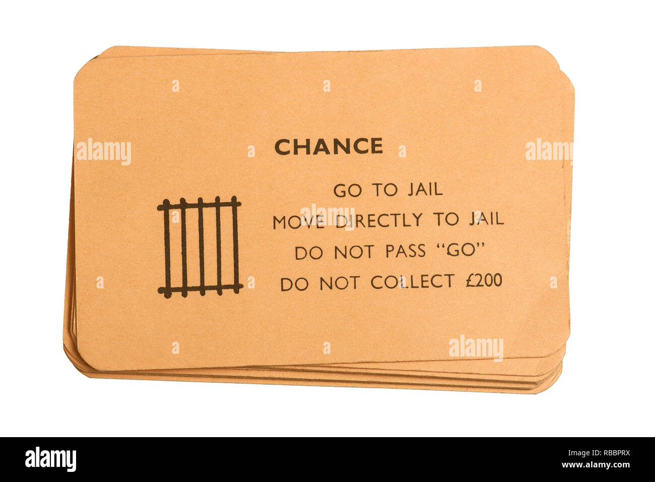 A Chance card from the game of monopoly stating Go To Jail Stock Photo