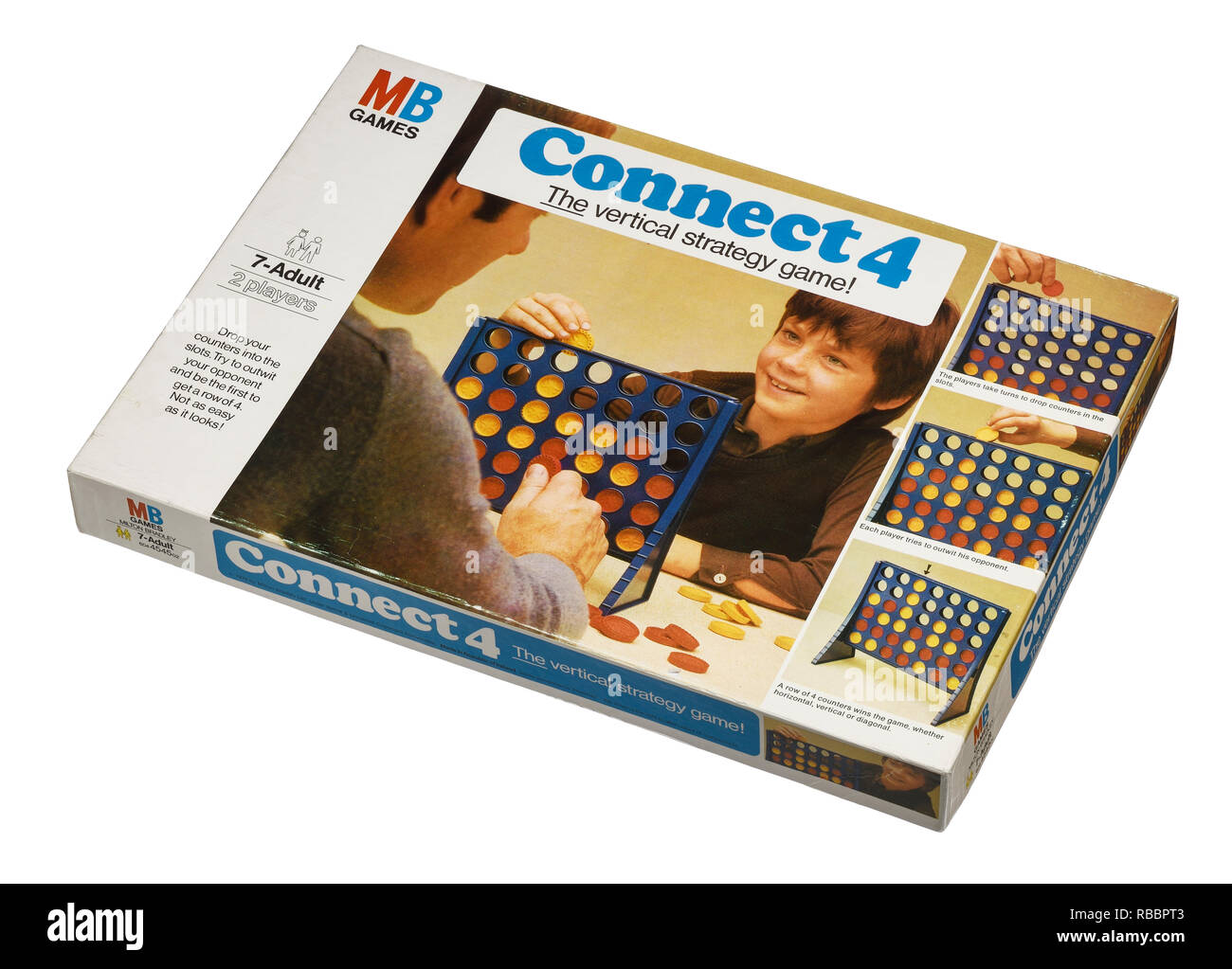A vintage box for the game of Connect4 Stock Photo