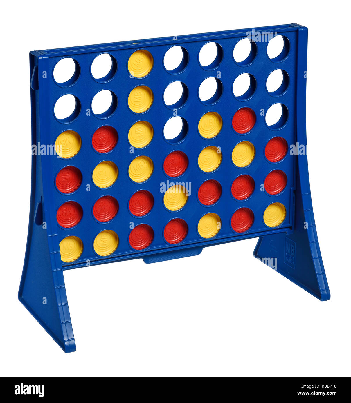 The blue plastic playing frame for the game of Connect4 Stock Photo