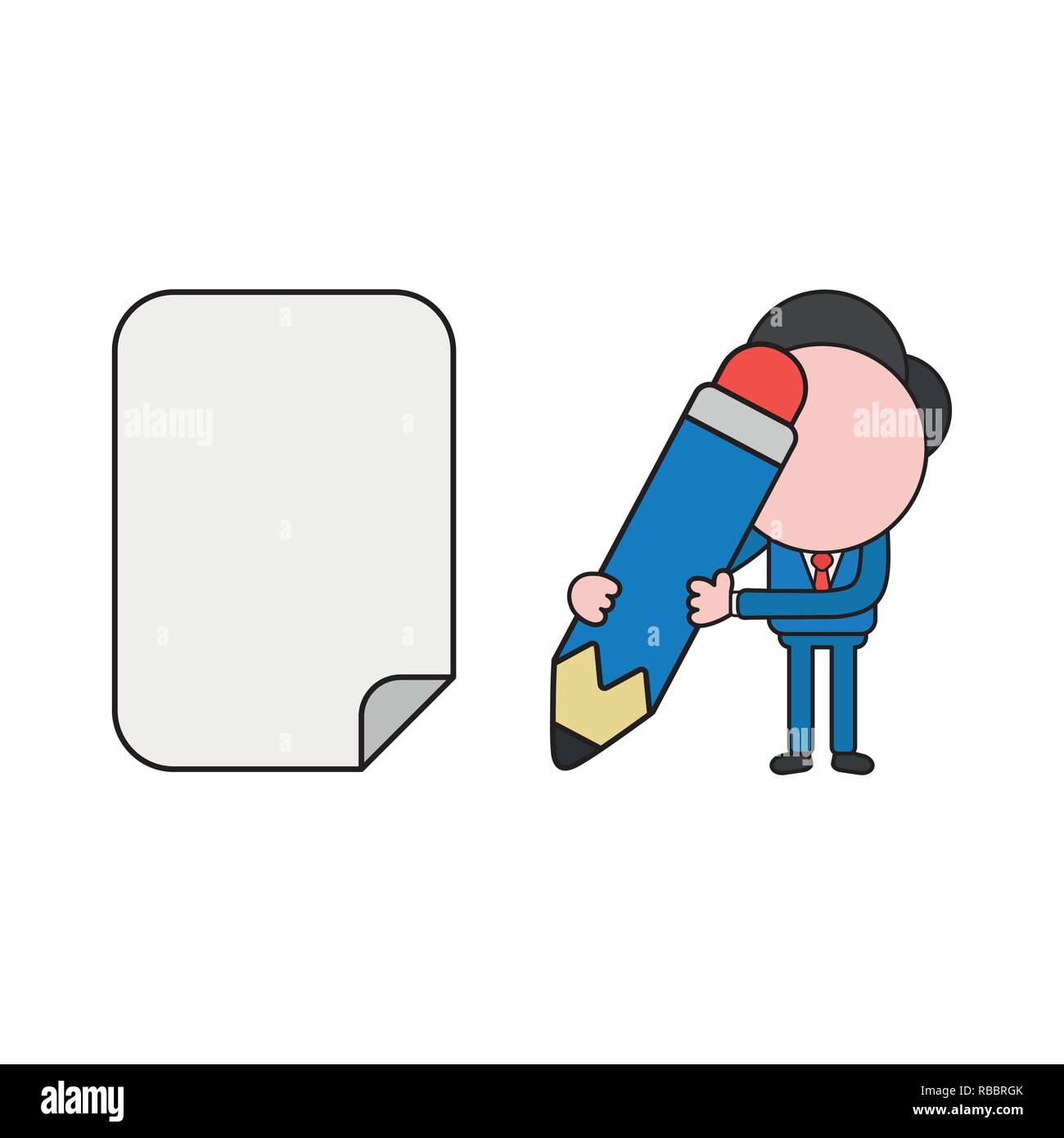 Vector illustration concept of businessman character with blank paper ...