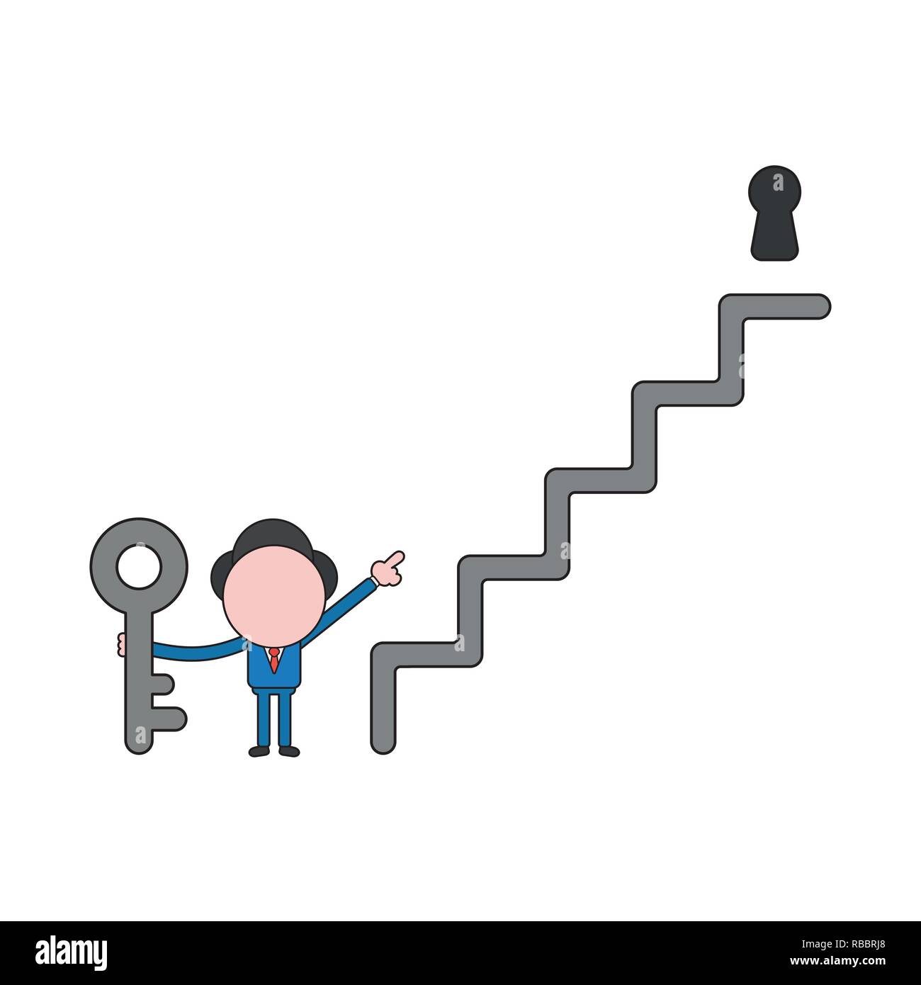 Vector illustration concept of businessman character holding key and ...