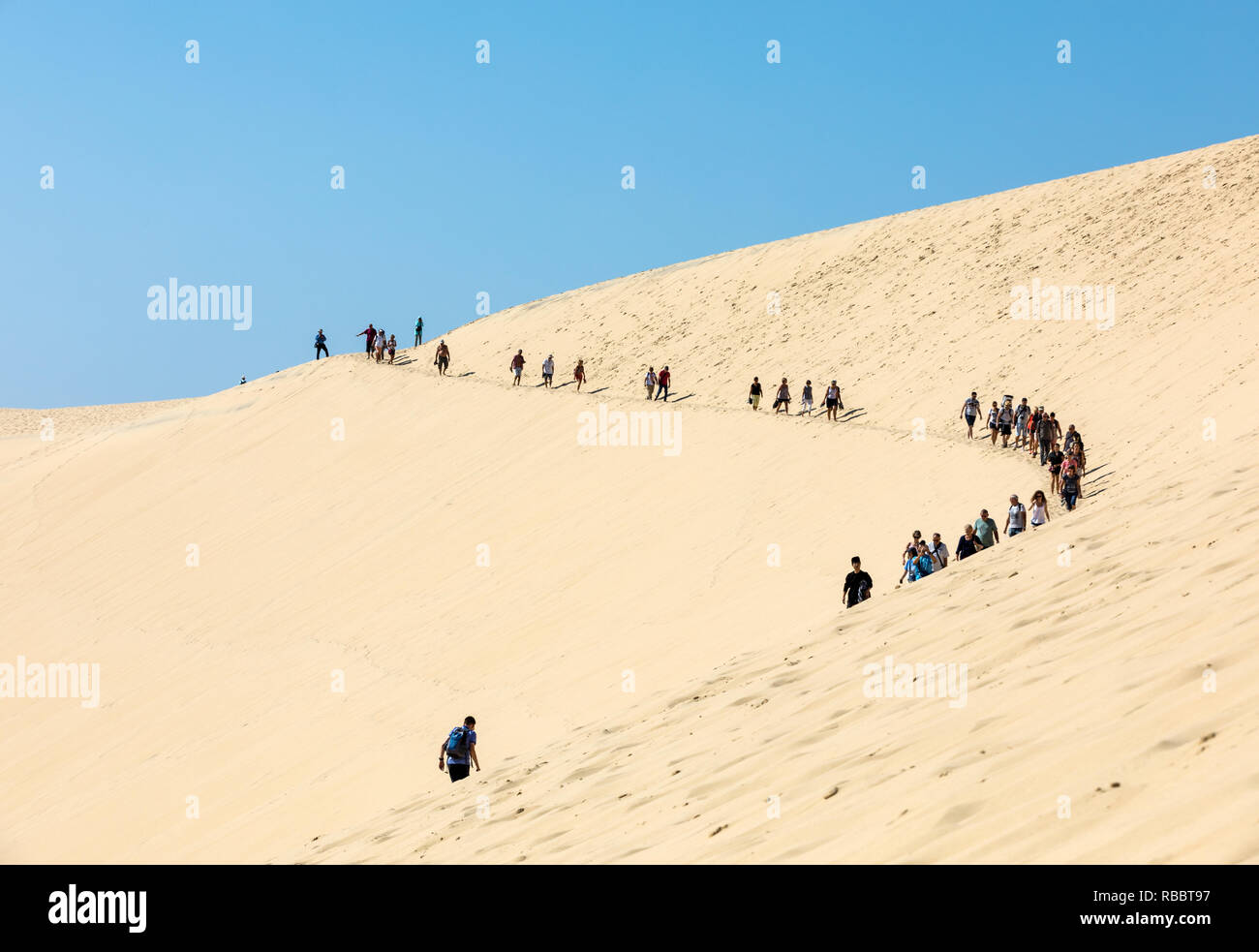 Dune of Pilat, France September 10,2018 People walking on the top of