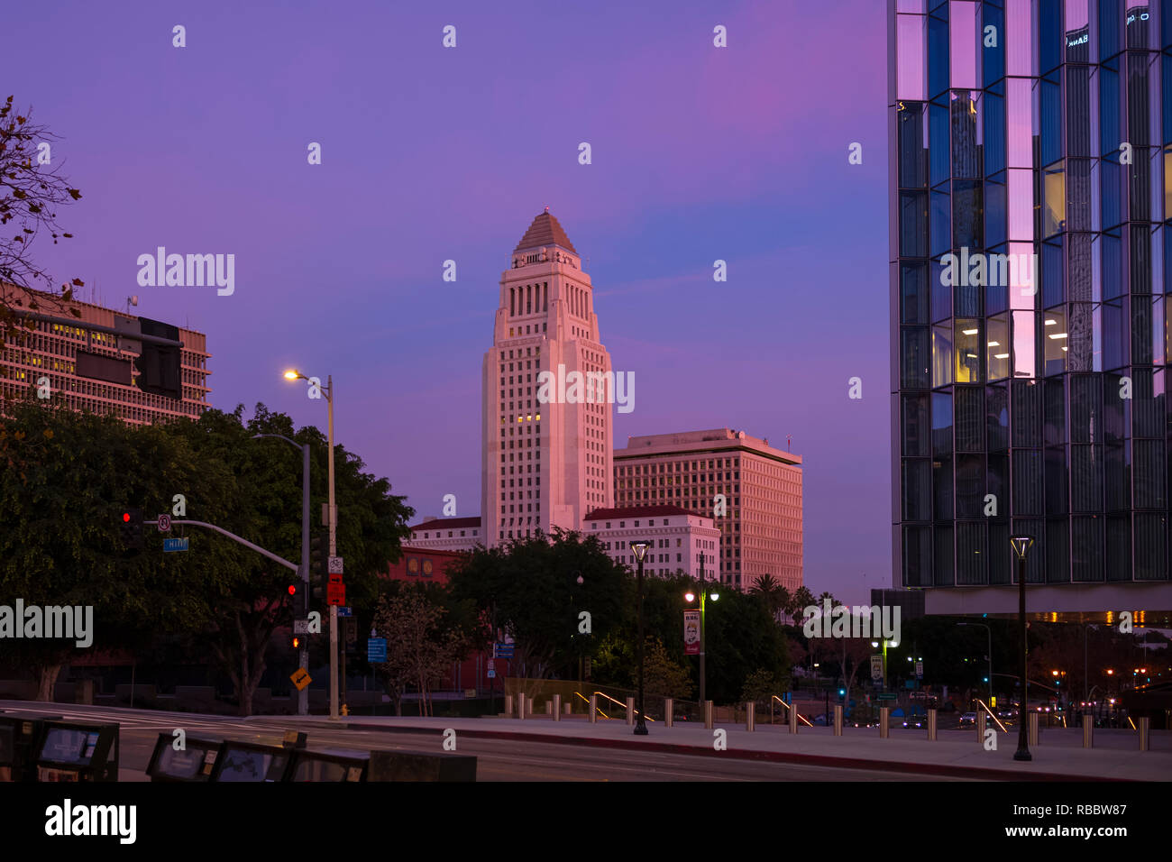 Los Angeles City Hall at downtown Los Angeles, California Stock Photo