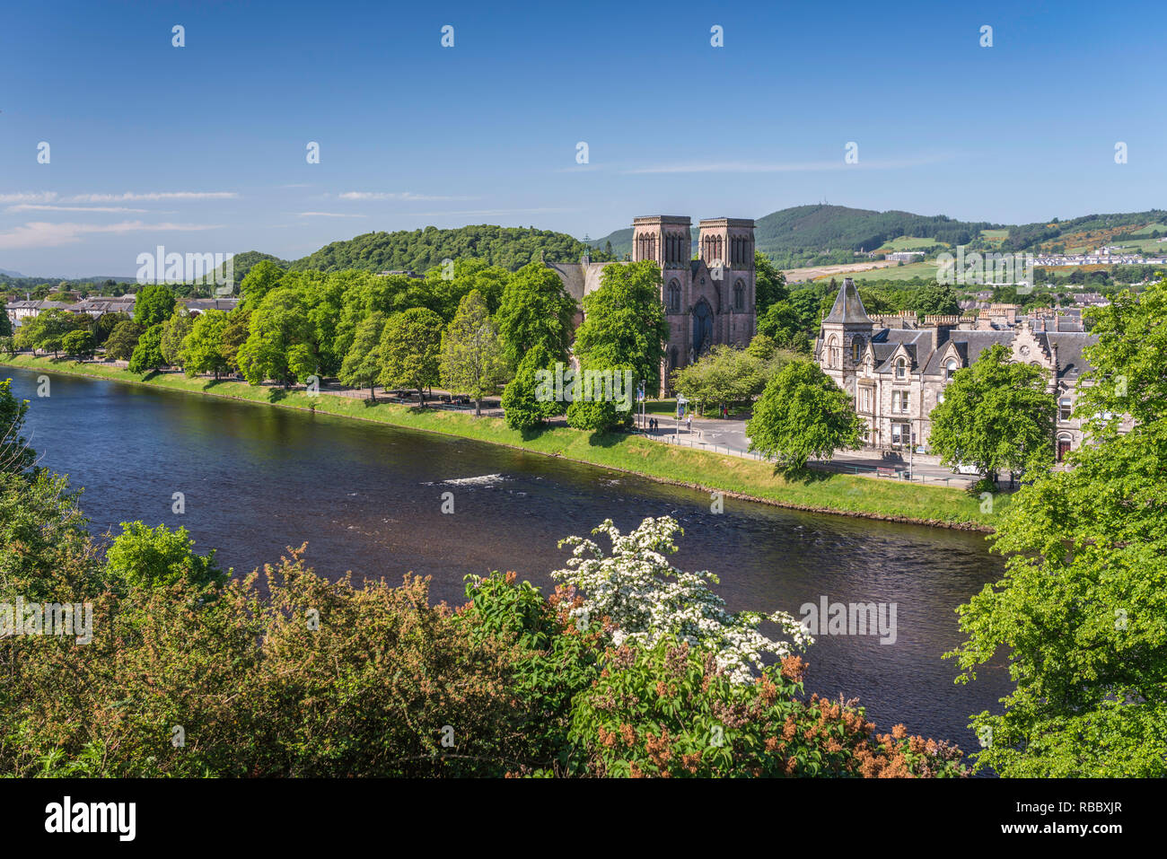 The River Ness and the city of Inverness, Scotland, United Kingdom, Europe. Stock Photo