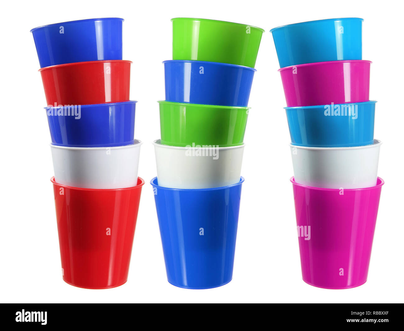 Plastic Cups on White Background Stock Photo Alamy