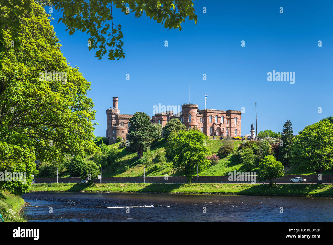 The River Ness and the Inverness Castle in Inverness, Scotland, United