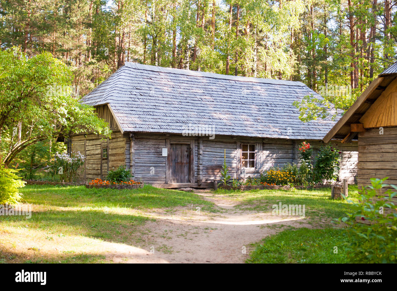 The ethnographic open air museum of Latvia. Summer day. Stock Photo